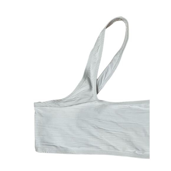 Topshop Bikini Swim Top One Shoulder Asymmetric Cut Out Stretchy White W 8 NWOT - Picture 2 of 8